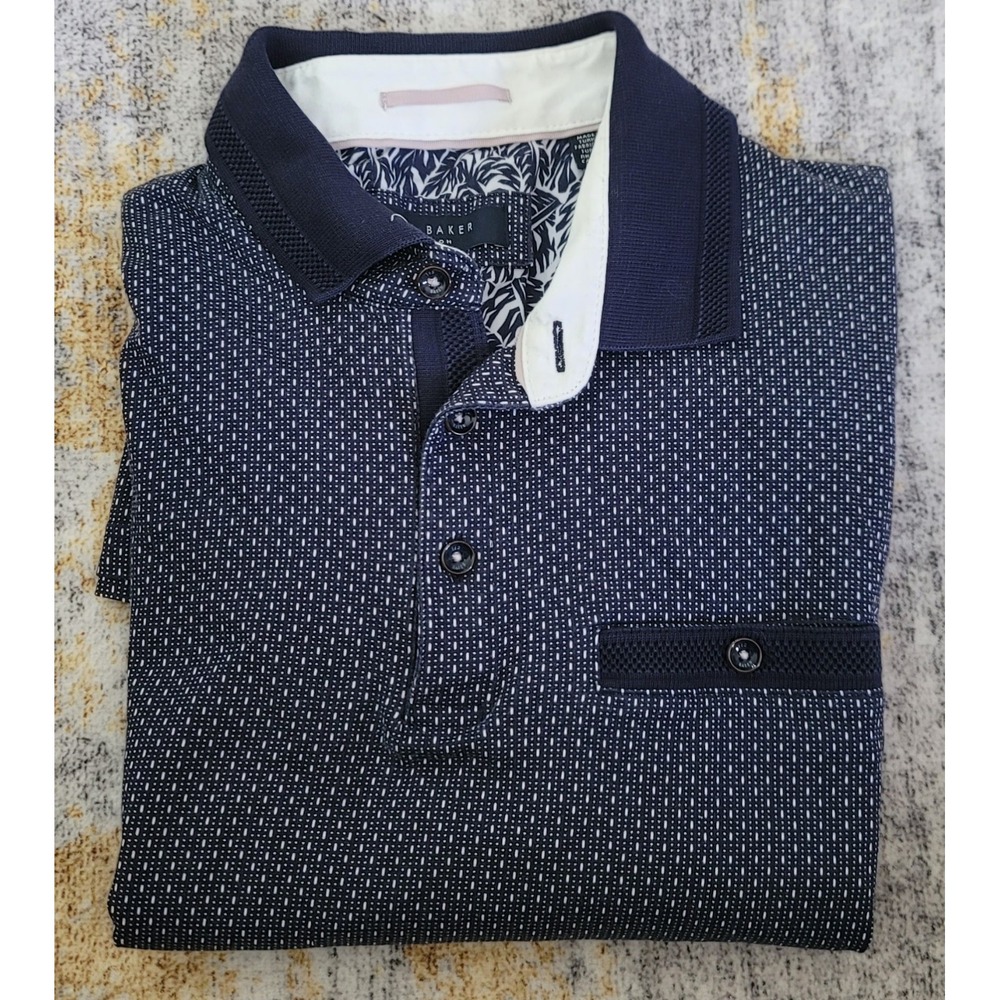 Ted Baker London Men's Navy Blue‎ Cotton Golf Short Sleeve Polo Shirt Size 3